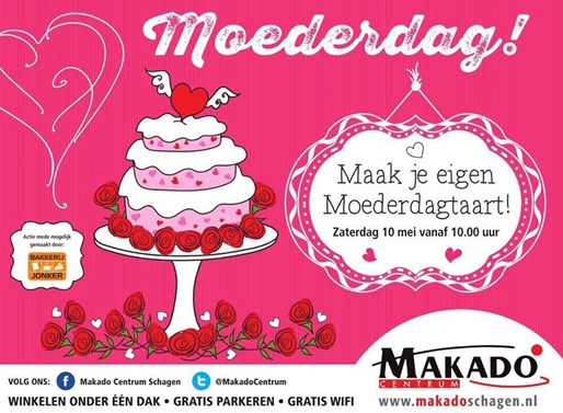 Zaterdag 10 mei vanaf 10.00 uur taartjes maken voor Moederdag in het Makadocentrum Schagen